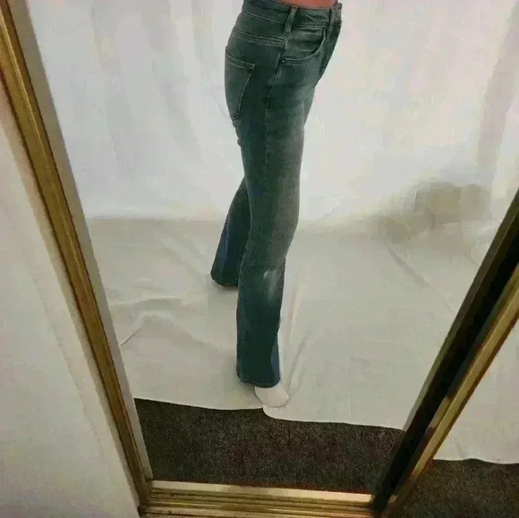 Anthropologie High Waist Flare Jeans Straight Leg size 25 Medium Dark Wash - Picture 7 of 13